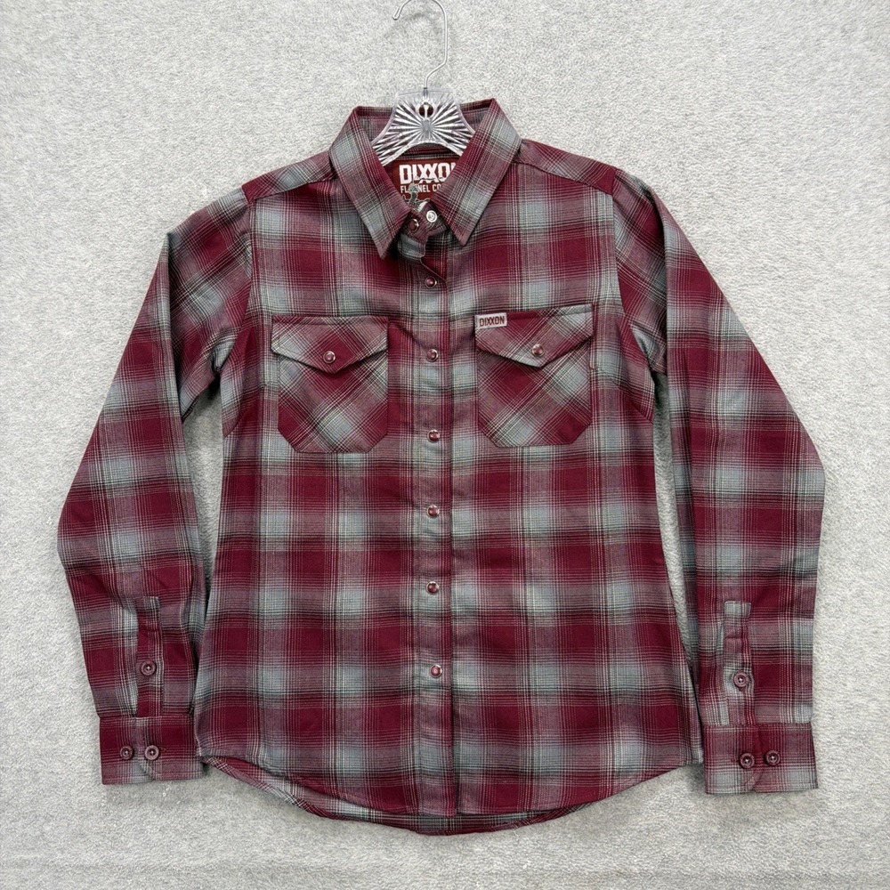 Dixxon Flannel Shirt Women Small Ted Gray Plaid Pearl Snap Pinot D Tech Heritage